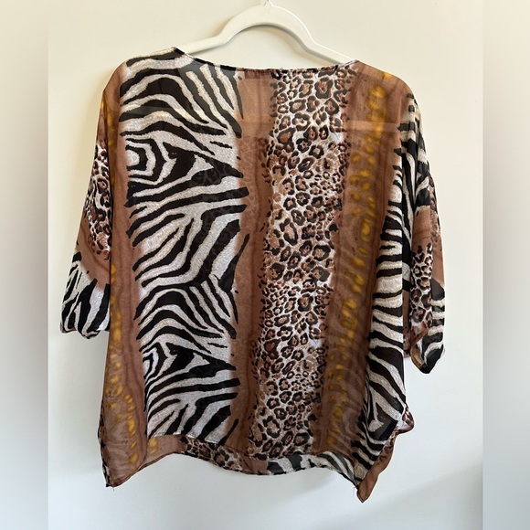 ❤️ Annalee + Hope Brown Animal Print Blouse Large NWOT - Picture 7 of 7